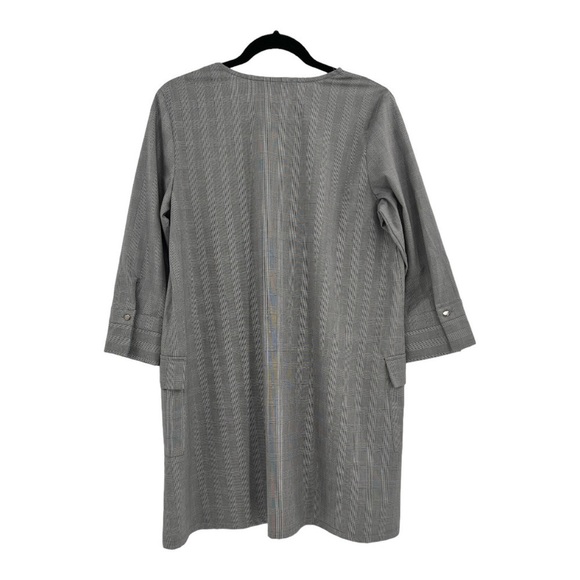 Zara Gray V-neck Zippered Front Shift Dress 3/4 Sleeve size L - Picture 4 of 13